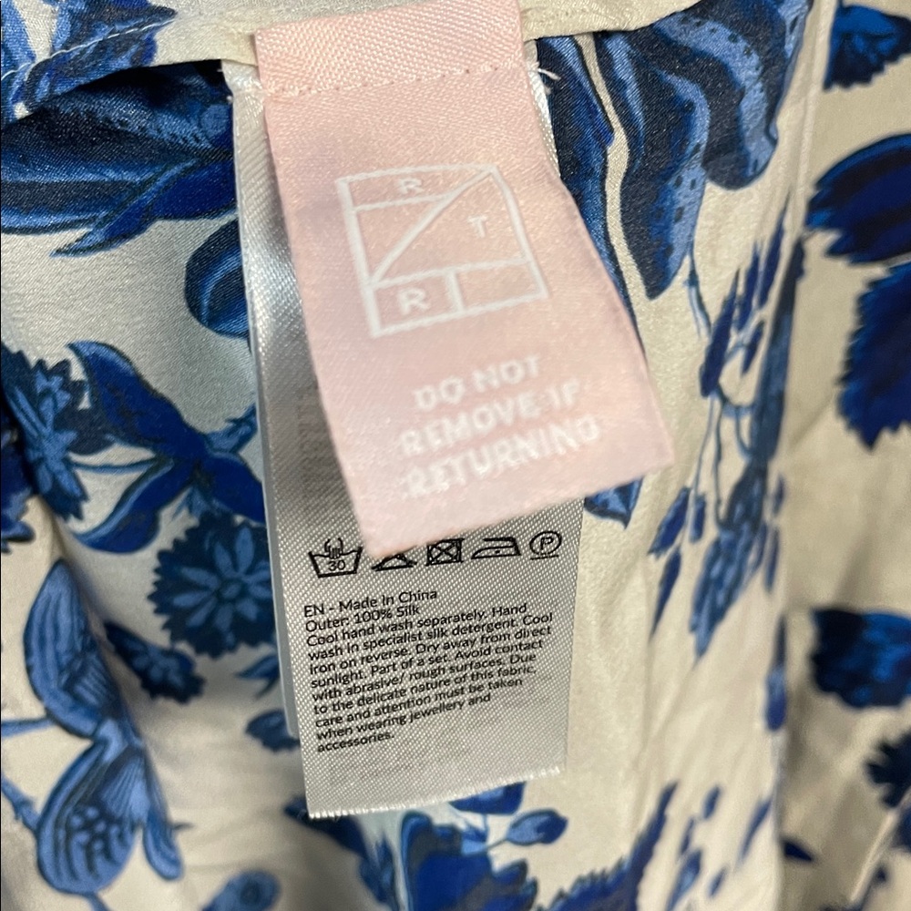 LK Bennett Cream Midi Dress with Blue Floral Print - Picture 8 of 9